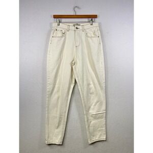 Denim Co Cream High Waisted Straight Leg Jeans Size 10